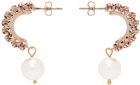 Magda Butrym Gold & Pink Pearl Drop Half Hoop Earrings