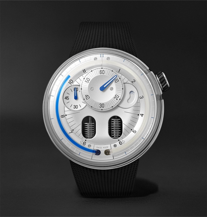 Photo: HYT - H1.0 Hand-Wound 48.8mm Stainless Steel and Rubber Watch, Ref. No. H02023 - Silver