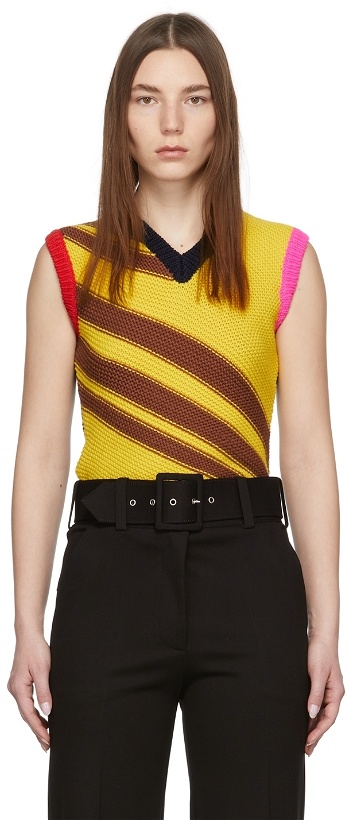 Photo: Victoria Beckham Yellow & Navy Patchwork Stripe Vest