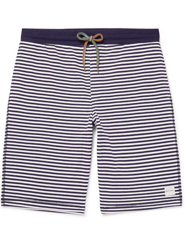 Photo: PAUL SMITH - Striped Cotton-Jersey Drawstring Shorts - Blue - S