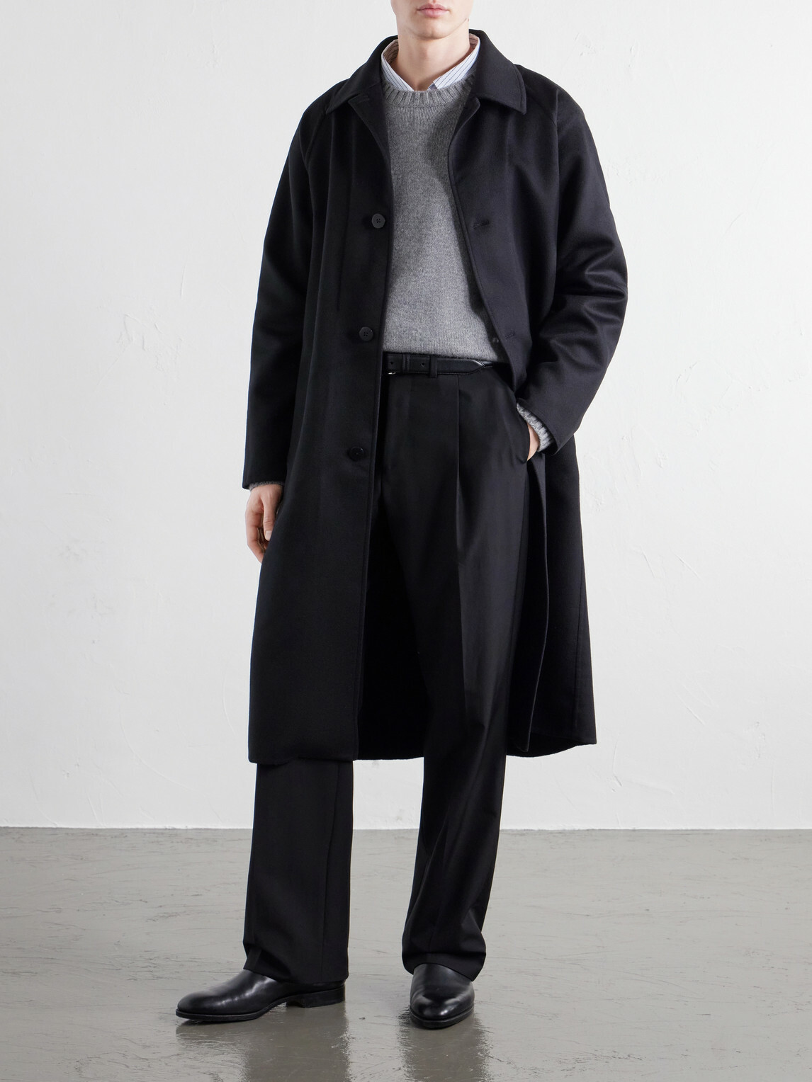 Stòffa - Brushed Wool-Twill Coat - Black