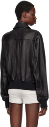 AMI Paris Black Zipped Leather Jacket