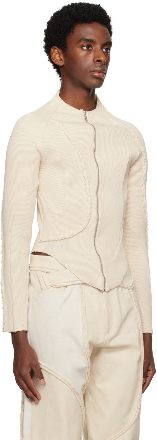 Mainline:RUS/Fr.CA/DE Beige Paneled Cardigan