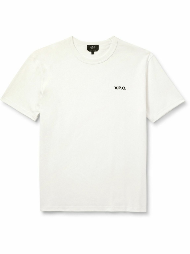 Photo: A.P.C. - Logo-Flocked Cotton-Jersey T-Shirt - White