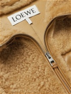 Loewe - Leather-Trimmed Shearling Jacket - Brown