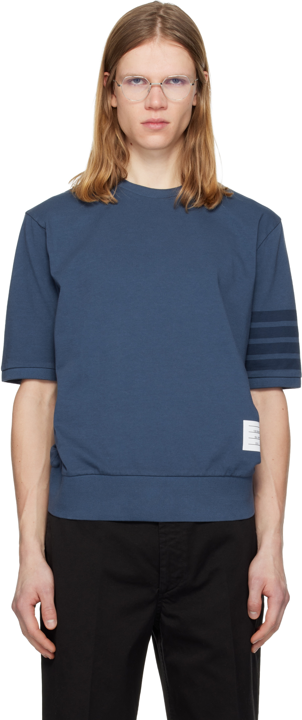 Thom Browne Navy Engineered 4-Bar T-Shirt Thom Browne