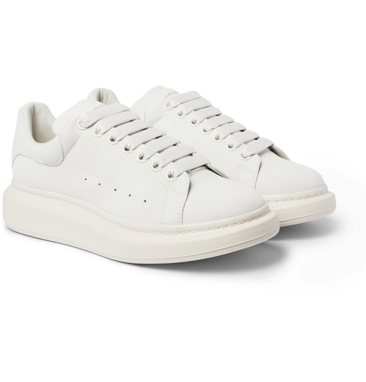 Photo: Alexander McQueen - Exaggerated-Sole Suede Sneakers - White