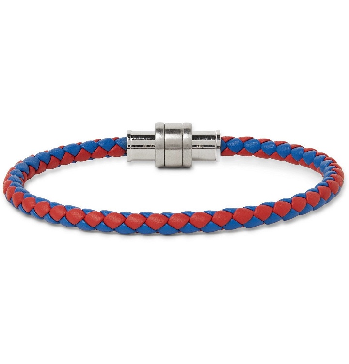 Photo: Montblanc - Braided Leather and Stainless Steel Bracelet - Red