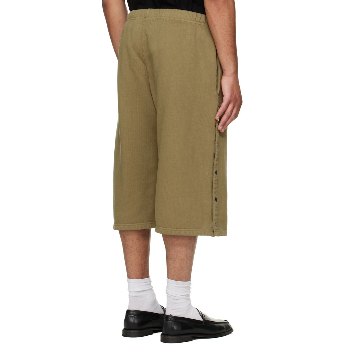 Les Tien Khaki Part Snap Shorts