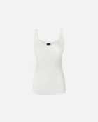 Pinko Lightweight Ribbed Vest Top With Rips Snow White