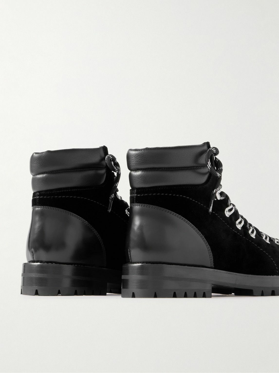 Manolo Blahnik - Janka Leather-Trimmed Velvet Hiking Boots - Black