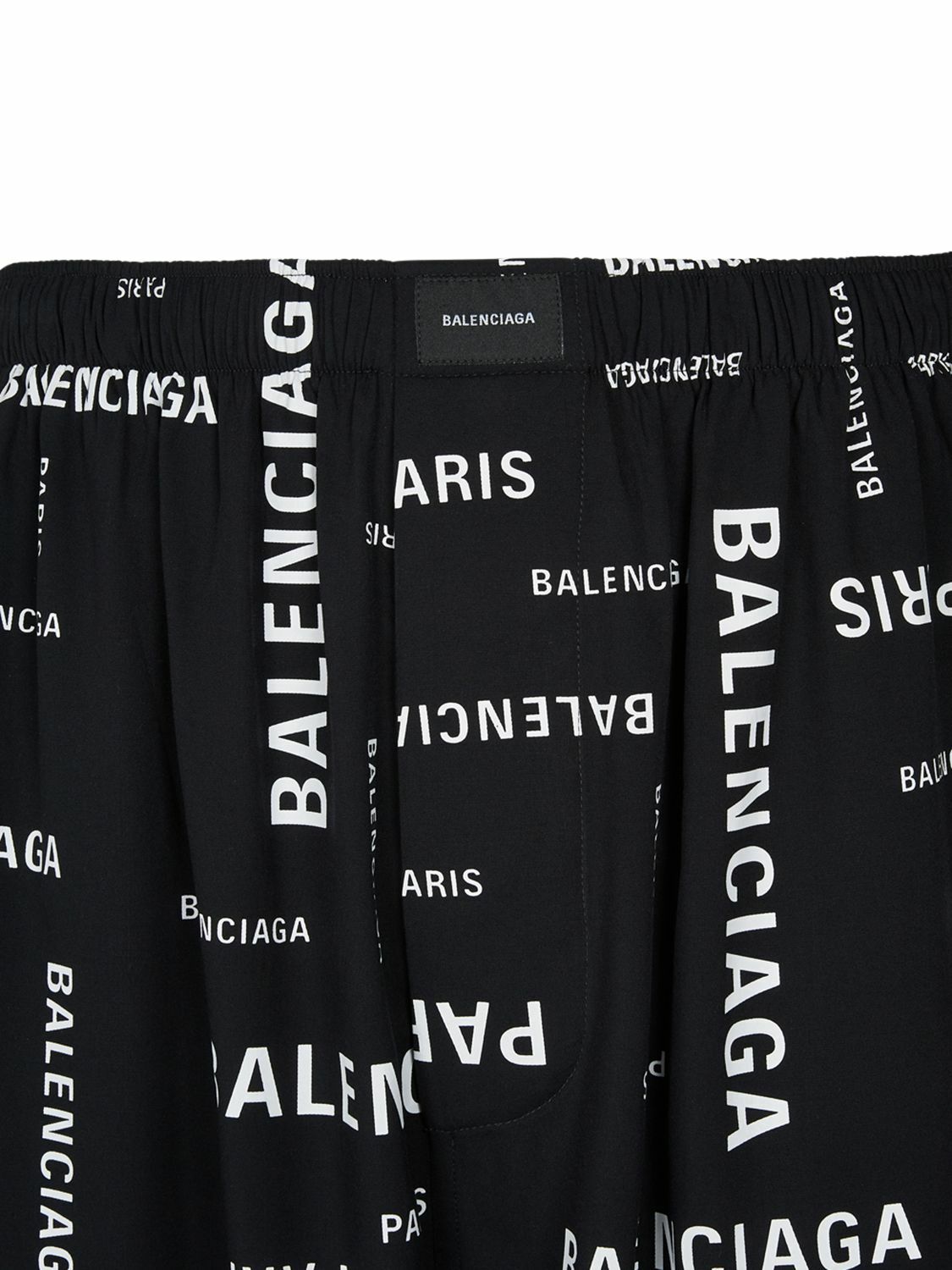 BALENCIAGA - Paris Allover Viscose Poplin Pants