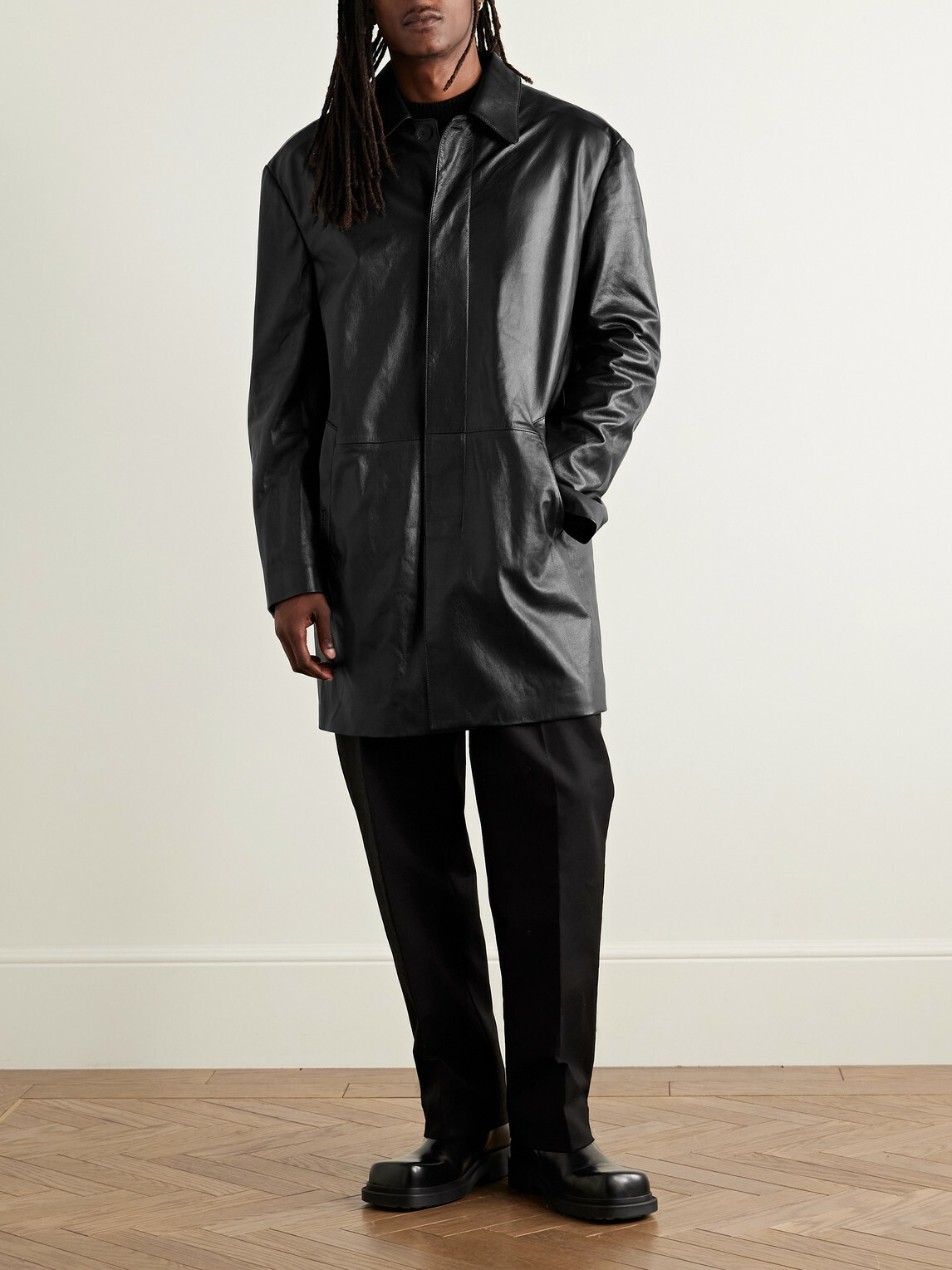 Balenciaga - Leather Coat - Black