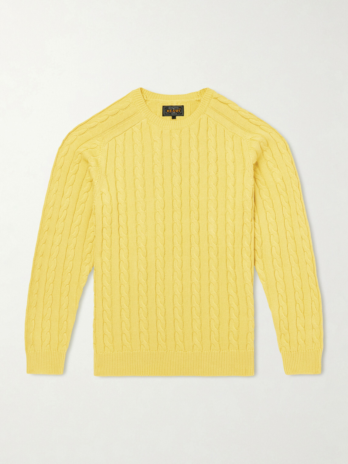 Beams Plus - Cable-Knit Cotton Sweater - Yellow
