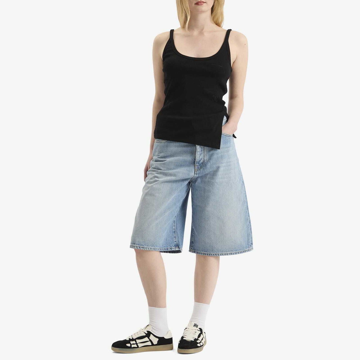AMIRI Women's Denim Shorts in Stone Indigo