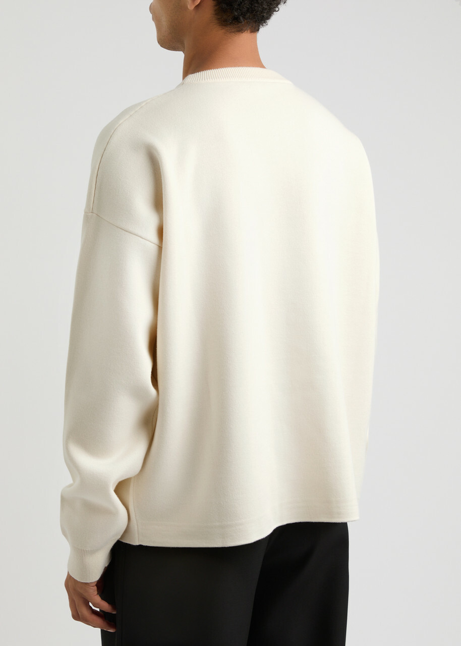 Loewe Anagram-intarsia Cotton-blend Jumper Cream