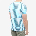 Armor-Lux Men's 53842 Stripe T-Shirt in Milk/Royal Blue