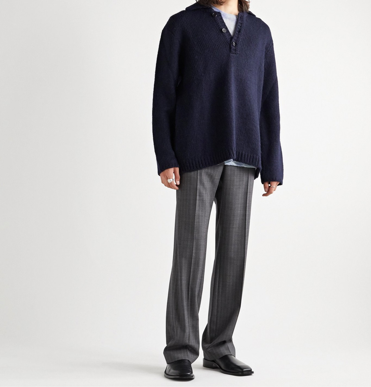 Our Legacy - Brushed Knitted Half-Placket Sweater - Blue Our Legacy