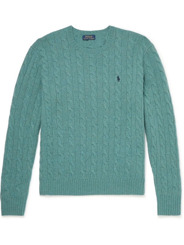 Photo: Polo Ralph Lauren - Cable-Knit Wool and Cashmere-Blend Sweater - Blue