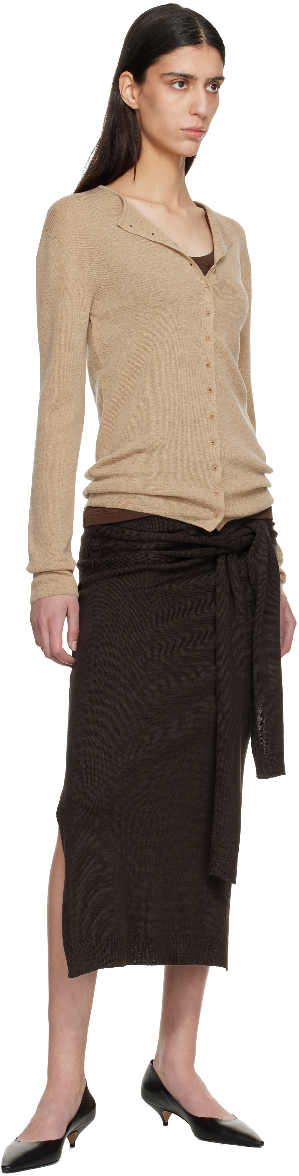 LE17SEPTEMBRE Tan Anne Knit Cardigan