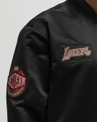 Mitchell & Ness NBA TEAM LEADER SATIN BOMBER VINTAGE LOGO LOS ANGELES LAKERS Black Mens Bomber Jacket