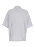 Juun.J Blue Bowling Shirt With Cuban Collar And All-over Striped Motif In Cotton Blend Man