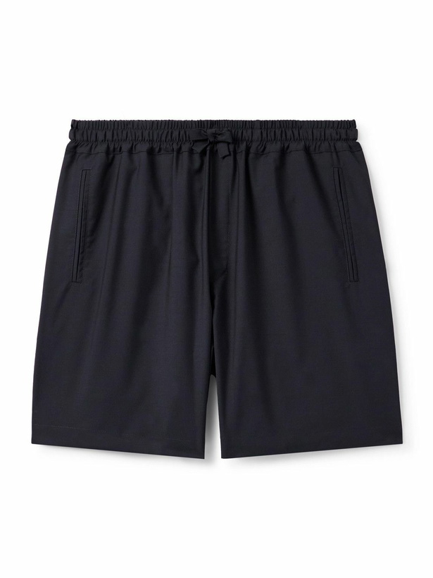 Photo: Saman Amel - Straight-Leg Wool Drawstring Shorts - Blue