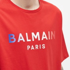 Balmain Men's Gradient Paris Logo T-Shirt in Rouge