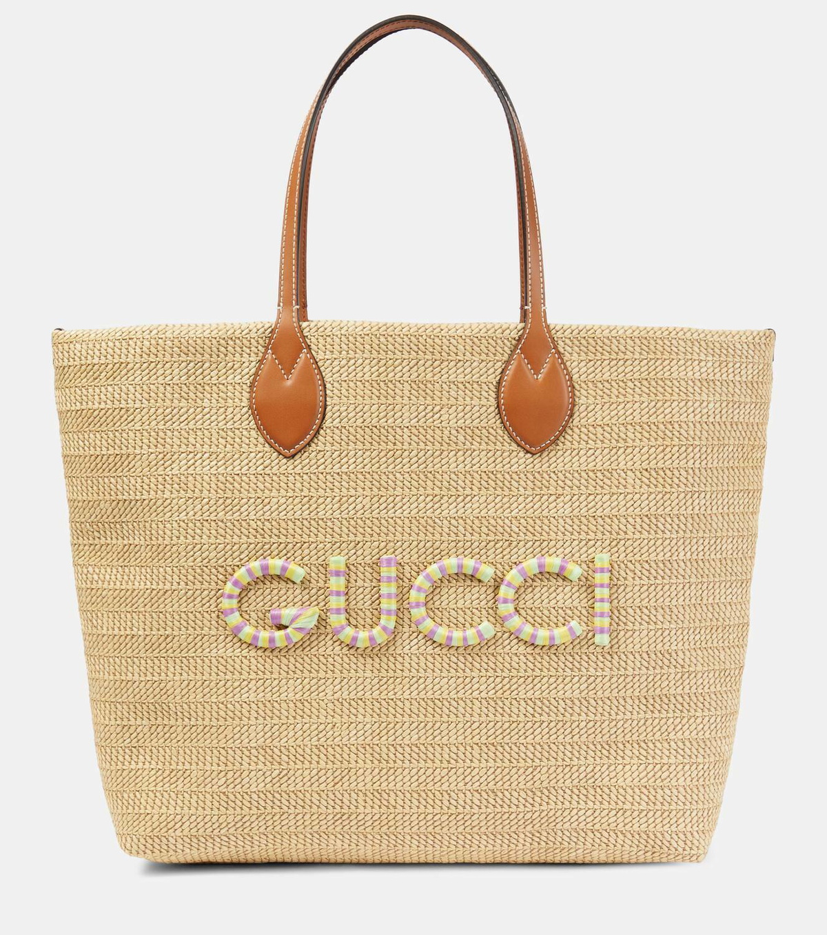 Gucci Medium logo leather-trimmed tote bag Gucci