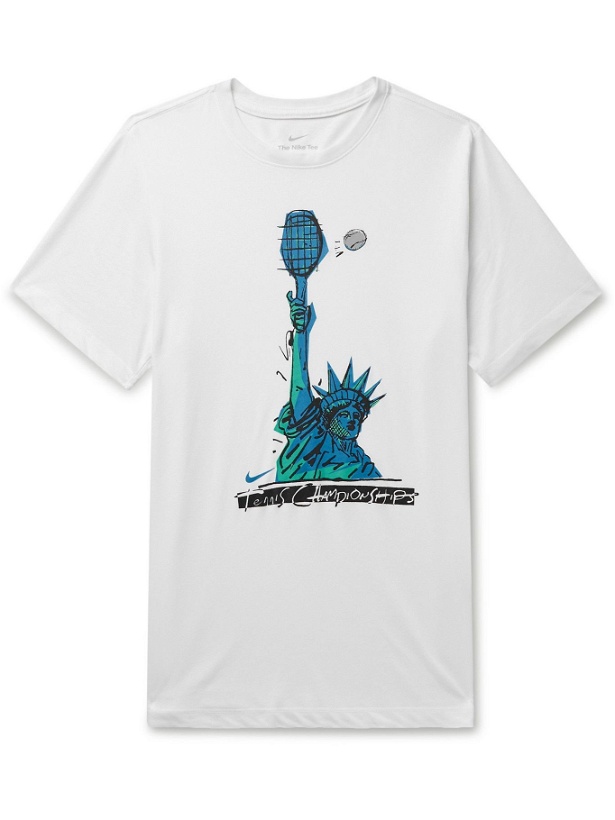 Photo: Nike Tennis - Printed Dri-FIT Cotton-Blend Jersey T-Shirt - White