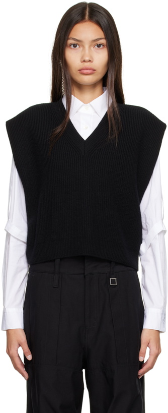 Photo: Wooyoungmi Black V-Neck Sweater Vest