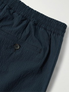 Mr P. - Straight-Leg Cotton-Blend Seersucker Shorts - Blue