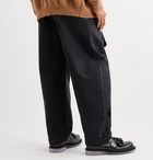 Lemaire - Tapered Belted Cotton-Twill Trousers - Black