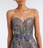 Elie Saab Sequined tulle bustier dress