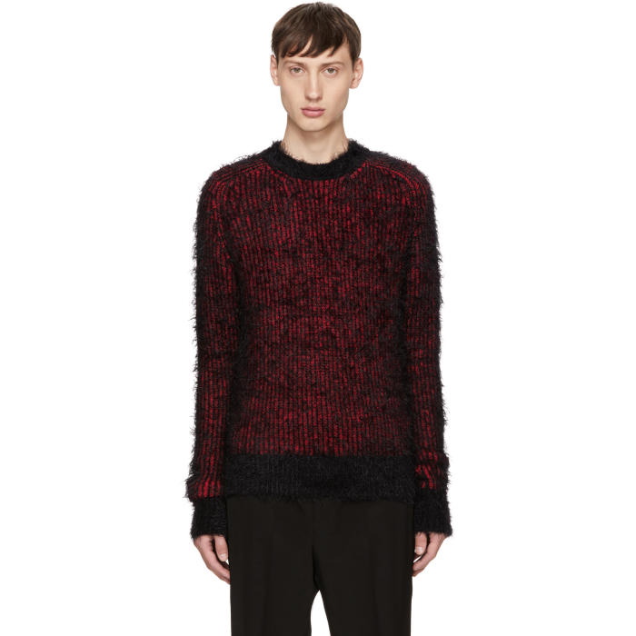 Photo: Saint Laurent Black and Red Grunge Crewneck Sweater 