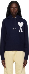 AMI Paris Navy Ami de Coeur Hoodie