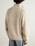 Carhartt WIP - Detroit Logo-Appliquéd Ribbed-Knit Half-Zip Sweater - Neutrals