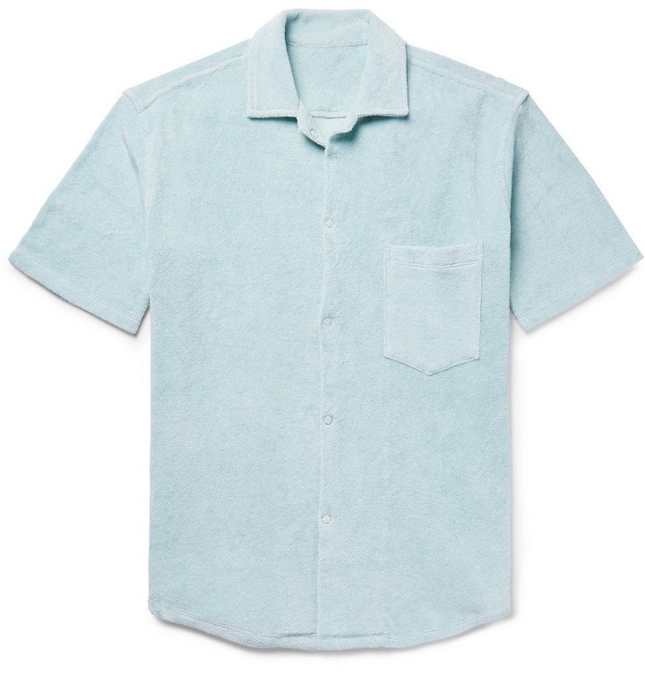 Photo: The Elder Statesman - Camp-Collar Cotton-Terry Shirt - Sky blue