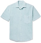 The Elder Statesman - Camp-Collar Cotton-Terry Shirt - Sky blue