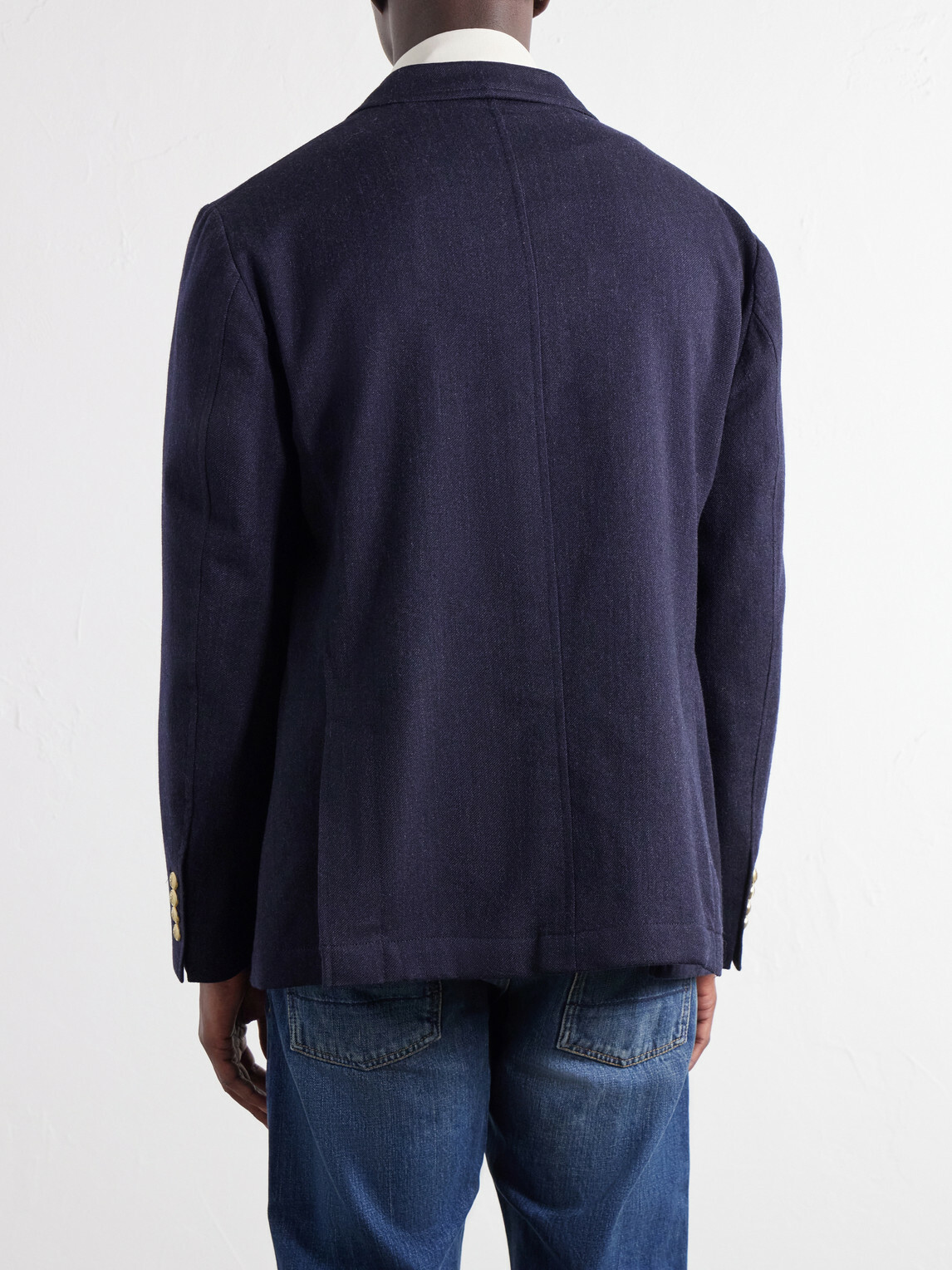Fortela - Travel Double-Breasted Wool-Twill Blazer - Blue