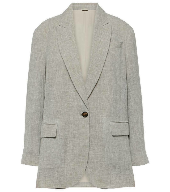 Photo: Brunello Cucinelli Oversized V-neck linen-blend blazer