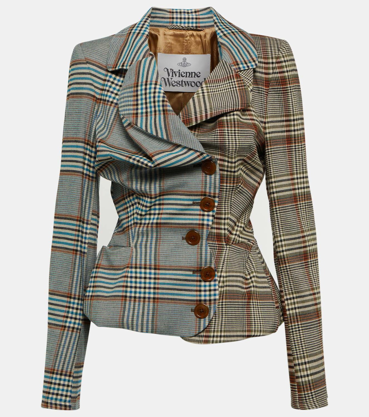 Vivienne Westwood Gathered checked tweed jacket Vivienne