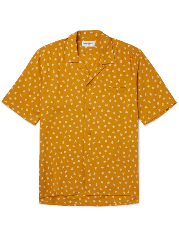 Photo: SAINT LAURENT - Camp-Collar Printed Woven Shirt - Yellow