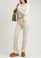 Juicy Couture Robertson Hooded Velour Sweatshirt Cream