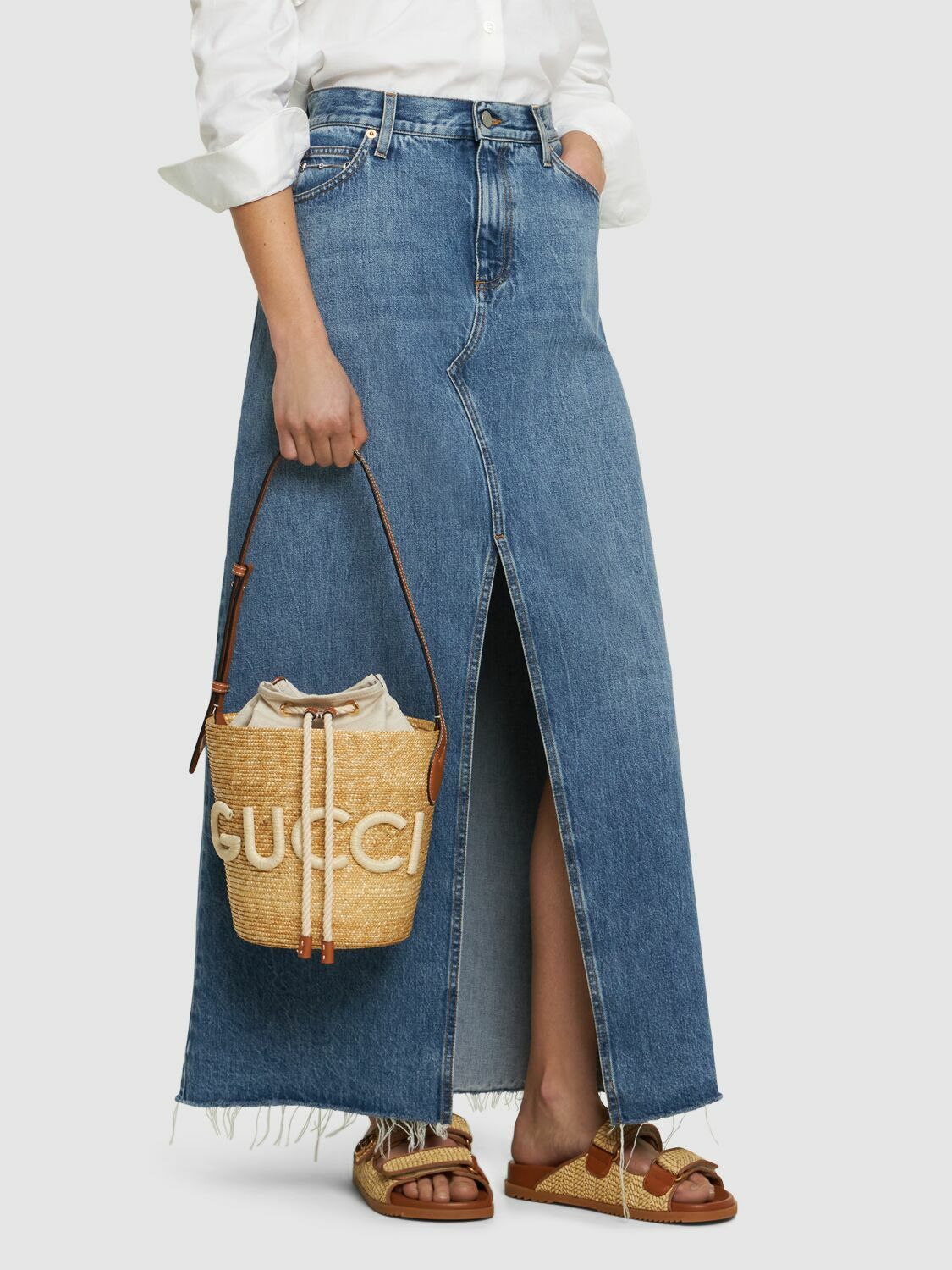 ショルダーバッグ・ポシェット GUCCI GUCCI SUMMER RAFIA BUCKET BAG GUCCI Summer Raffia Bucket Bag Gucci