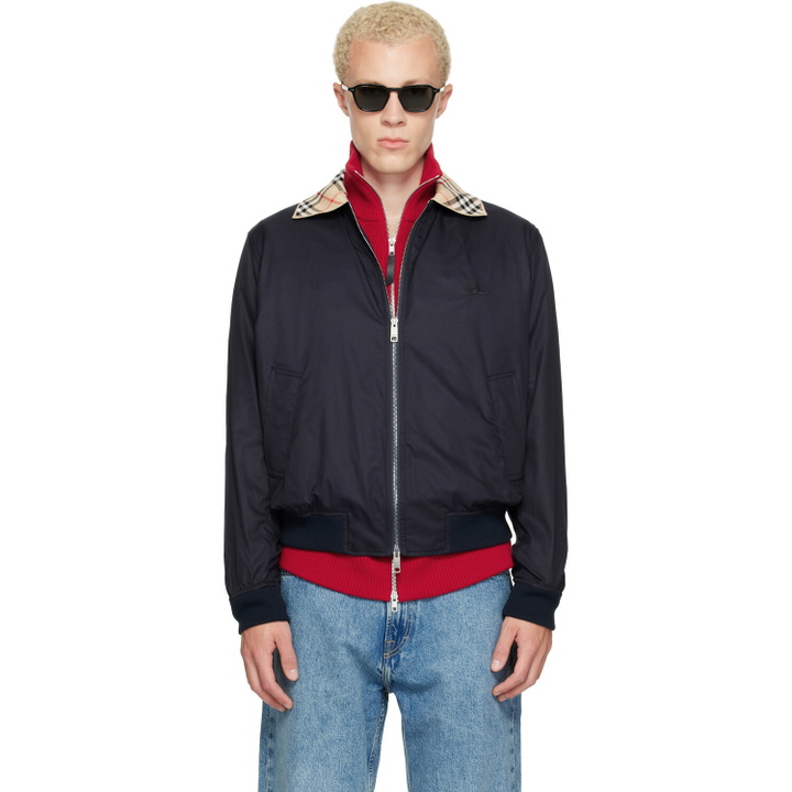 Photo: Burberry Navy Gabardine Glenfields Harrington Jacket