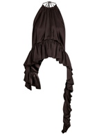 Liberowe Tamara Pleated Asymmetric Satin top Brown
