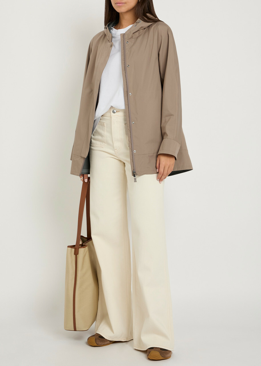 Herno Hooded Brushed Shell Jacket Taupe