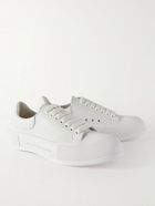 Alexander McQueen - Exaggerated-Sole Rubber-Trimmed Leather Sneakers - White