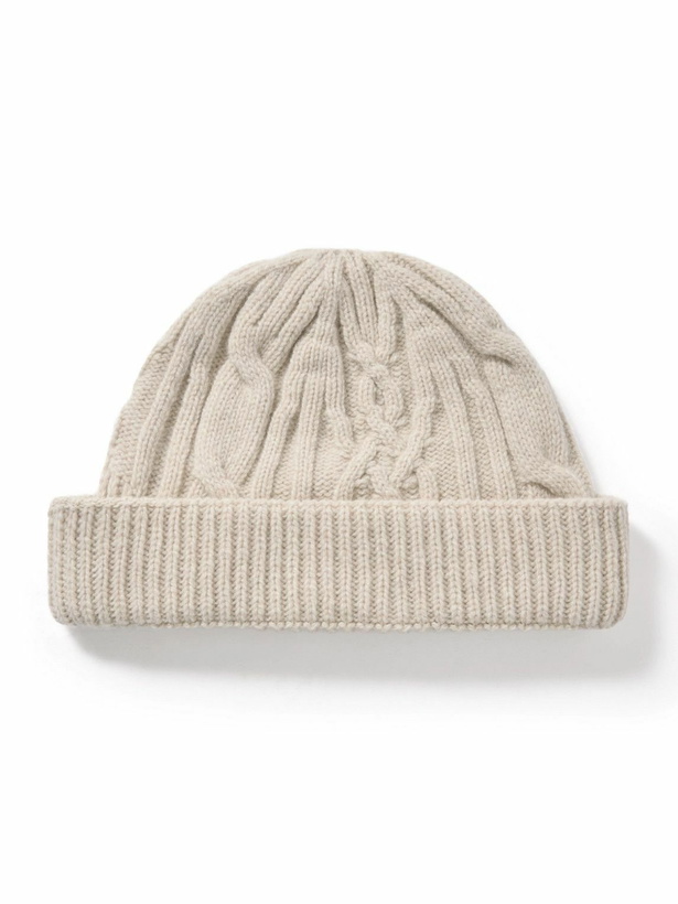 Photo: John Smedley - Emery Cable-Knit Recycled-Cashmere and Merino Wool-Blend Beanie